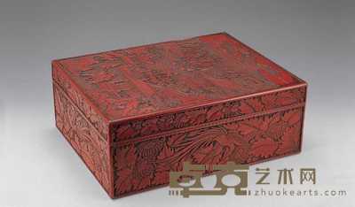 清中期 剔红山水人物长方盒 40.7×31.7cm